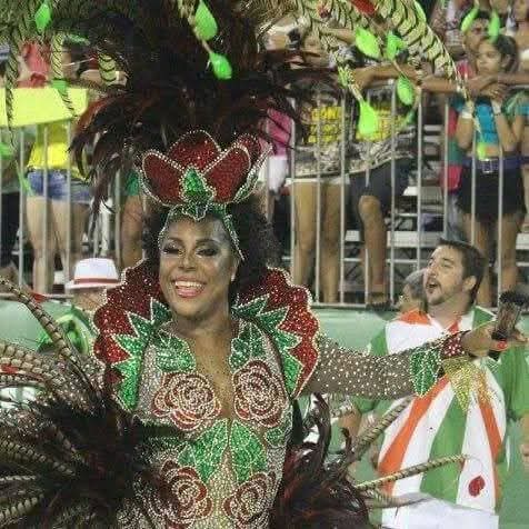 Destaque da LICABBV encanta com fantasia de rosas e brilho no carnaval de São Vicente.